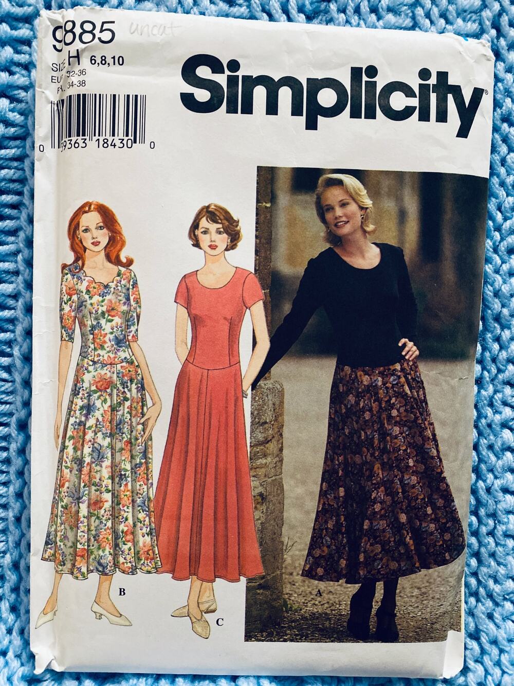 Simplicity 9885 pattern maxi dress fitted size 6 8 10